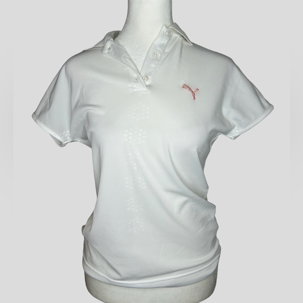 Puma women’s gold polo white polka dot pattern Size XS